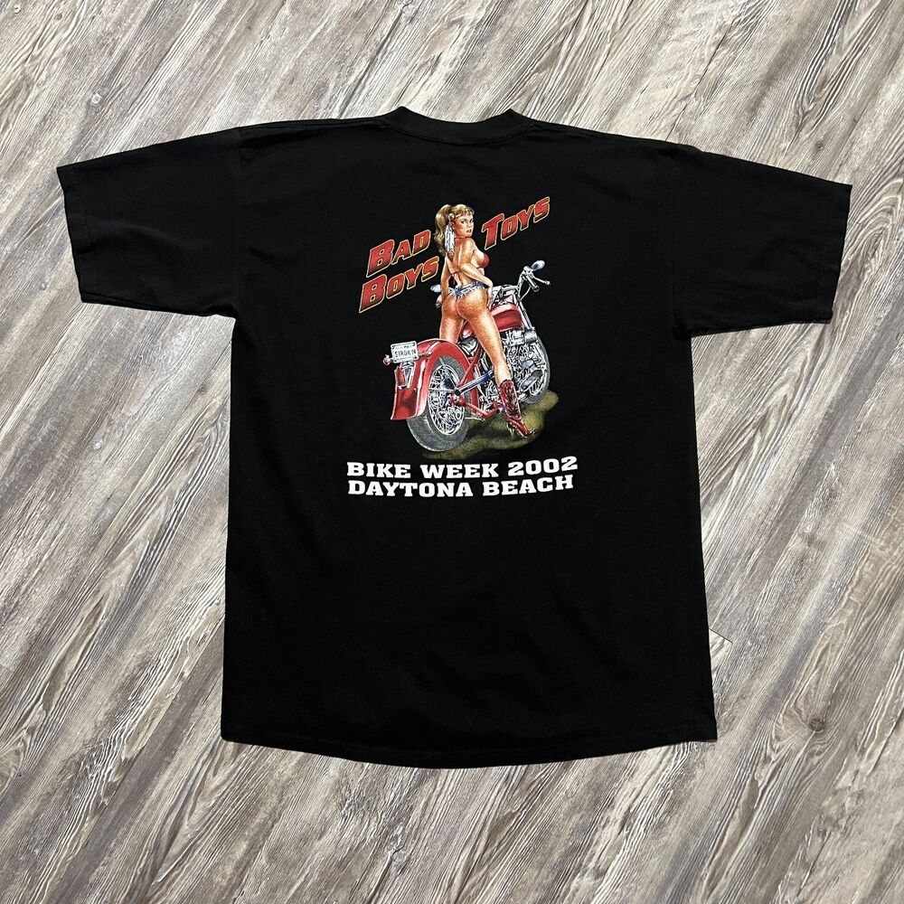 Vintage 2002 Daytona Bike Week Bad Boys Toys Tee XL All Sport